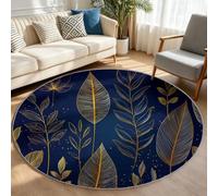 Tapis Rond Lavable en Machine pour Enfants 80 cm, Poils Doux et Facile à Entretenir Luxe Minimaliste Interieur Chambre à Coucher Salon Bureau Tapis Antidérapant Résistantes Feuilles Tropicales Taches