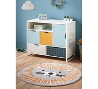 Tapis rond lavable Lion gris / orange TU