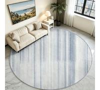 Tapis Rond Lignes Verticales Salon, Poils Ras Lavable Antidérapant 100 cm | Lignes Graphiques Épurées Fond Blanc, Douceur Agréable sans Peluches, Lavable en Machine, Parfait Déco Salon et Entrée