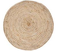 Tapis rond moquette carpette en jute tressé coloris naturel - Diamètre 100 x Hauteur 0.5 cm -JUANIO- Naturel G