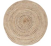 Tapis rond moquette carpette en jute tressé coloris naturel - Diamètre 90 x Hauteur 0.5 cm-JUANIO- Bois G