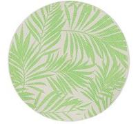 Tapis rond moquette carpette en polyester-coton tressé coloris blanc/vert - Diamètre 90 x Hauteur 0.5 cm -JUANIO- Blanc G