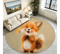 Tapis Rond Papillon Chambre d'Enfant, Poil Ras Lavable en Machine 180 cm | Papillons Délicats Fond Beige Naturel, Moelleux Fin Antidérapant, Entretien Facile, Parfait en Descente de Lit et Coin Éveil