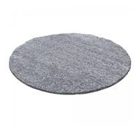 Tapis rond poils longs shaggy Ø200cm tissé gris motif uni UNI L