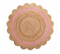 Tapis rond pompons 90 cm jute polycoton Rosaly
