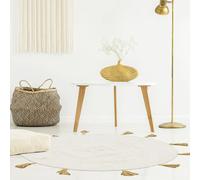 Tapis Rond Pompons - Beige