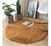 Tapis rond - PZCC - Poils longs - 120x120 cm - Jaune d'or - Antidérapant