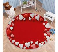 Tapis Rond Romantique Antidérapant à Poils Courts - Tapis Élégant Géométrique Cœur Lavable Machine Garçons Filles pour Chambre Chambre De Mariage Crèche 150 cm