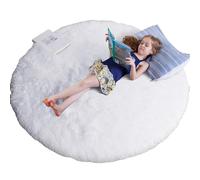 Tapis rond rose poudré pour chambre à coucher, tapis rond moelleux 120 x 120 cm pour chambre d'enfant, tapis duveteux pour chambre d'adolesc