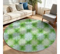 Tapis Rond Salon 160 cm Lavable Machine, Style Japonais Batik Géométrique | Moquette Antidérapante Poils Ras Zen et Douce, Tapis Traditionnel Épuré pour Chambre d'Amis, Salon et Espace Méditation