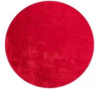 Tapis rond salon Ø200cm LYN10 LAVABLE Rouge uni, tapis shaggy à longs poils