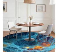 Tapis Rond Salon 60 cm, Lavable Antidérapant Tapis Poil Court Abstrait, Bleu Facile À Nettoyer Légère Intérieur Moquette avec Fibres en Maille Points Lumineux Motif pour Chambre Balcon Salle à Manger