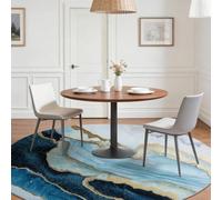 Tapis Rond Salon 90 cm, Lavable Antidérapant Tapis Poil Court Abstrait, Bleu Facile À Nettoyer Légère Intérieur Moquette avec Texture D'Agate Motif pour Chambre Balcon Terrasse Salle à Manger