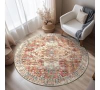 Tapis Rond Salon Chambre,Round 185 cm,Multicolore Vert Orange Beige Marron Bleu Blanc, Rug Living Room Canapé Convertible Chaises de Salle à Manger Decoration Maison,