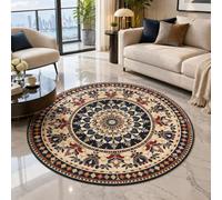 Tapis Rond Salon Chambre,Round 200 cm,Multicolore Beige Rouge Orange Blanc, Rug Living Room Meubles Chaises de Salle à Manger Decoration Maison Interieur,