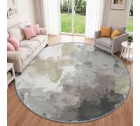 Tapis Rond Salon Minimaliste Moderne 160 cm Lavable en Machine Cuisine Rug | Wabi Sabi Abstrait Camouflage Color Block Tapis Rond Antidérapant Gris Premium Moquette pour Salle a Manger Descente de Lit