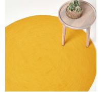 Tapis rond - Tapis - Jaune Moutarde - 120 cm - Coton - Réversible