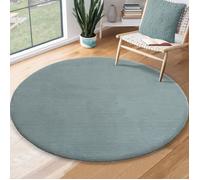 the carpet Relax - Tapis Moderne Moelleux à Poils Courts, antidérapant, Lavable Jusqu’à 30°C, Super Doux, Aspect Fourrure, pour Salon et Chambre, décoratif, Bleu, 200 cm Rond