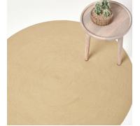 Tapis rond tissé à plat en coton Beige, 150 cm