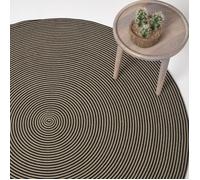Tapis rond - Tressé à plat - Beige et Noir - 200 cm - 100% coton - Réversible