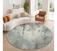 Tapis Rond Vert Gris 100 cm, Vintage Industriel Salon Doux Poil Ras Tapis | Lavable en Machine Tapis, Vieilli Géométrique Blocs De Couleur Dessous Antidérapant Moquette pour Chambre Intérieure Décor