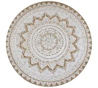 Tapis rond - vidaXL - Jute tressé - Impression Mandala - 90 cm - Beige