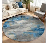 Tapis Rond Vintage Effet vieilli Salon Tapis Poil Bas DouxGris 100 cm | Moderne Abstrait, Antidérapant, Lavable en Machine, Ne Peluche Pas, Tapis en Laine Artificielle Résistant