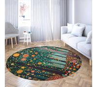 Tapis ronds 90cm tapis bohème salon rond coloré conte fées forêt circulaire doux lavable grand pour chambre illustration arbre magique art antidérapant moquette ultra fine pour chambre bébé