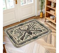 Tapis rustique à thème cerf et cabane de chasse, 0,6 x 0,9 m