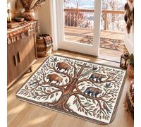 Tapis rustique motif arbres de vie tribaux 0,6 x 0,9 m | Motif faune sauvage, art tribal, décoration de cabine rustique, style amérindien, animaux de la forêt