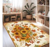Tapis rustique traditionnel en éponge à poils courts - Ne perd pas ses poils - Pour salon, chambre à coucher, salle à manger, bureau, décoration de bureau - 1,2 x 1,8 m