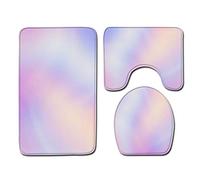 Tapis Salle De Bain Dégradé Violet Ensemble De 3 Pièces Antidérapant Absorbant Tapis Toilette Lavable en Machine en Microfibre Tapis WC pour De Salle De Bain Toilette WC