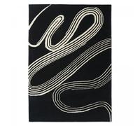 tapis salle de jeux 160x230 fait main en laine noir et blanc motif géométrique