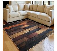 Tapis Salon 120 x 180 cm Effet Bois rétro Flanelle Imitation Bois Doux Brun Antidérapant, Grand Tapis Salon Entrée Balcon Couloir Chambre