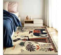 Tapis Salon 140 x 200 cm Éléphant Palmiers, Tapis Enfants Beauté Africaine Noire, Lavable en Machine Rug a Motif, D'intérieur AntidéRapant Moquette, pour Descente de Lit et Salle de Réunion