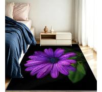 Tapis Salon 140 x 200 cm, Tapis Enfants Floral Marguerite Violette, Lavable en Machine Rug a Motif, D'intérieur AntidéRapant Moquette, pour Descente de Lit et Salle de Réunion