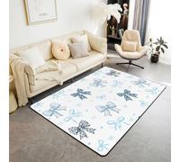 Tapis Salon 150x200cm Nœud Papillon Bleu Tapis Sol Bows Imprimé Guépard Animal Tapis Chambre Nœud Princesse Rêveur Décoration D'Intérieur Nœud Papillon GéométriqueDécor de Chambre Esthétique Kawaii