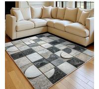 Tapis Salon 160 x 230 cm Motif de Grille Abstrait Doux Poil Court Antidérapant Gris Grand Tapis Chambre Canapé Couloir Décoration Maison Moderne