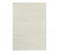 Tapis salon 200 x 290 cm, beige, motif géométrique graphique en relief, LYN9 ARC