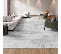 VEVOR Tapis Salon, 3 x 4,3 m, Grand Tapis Chambre Lavable et Antidérapant, Poils Courts et Denses, Résistant aux Griffures Animaux, Doux Confortable, Style Moderne, pour Chambre, Bureau, Entrée, Gris