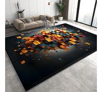 Tapis Salon 3D Impression Coloré Carré Doux Lavables Antidérapant Carpet Formes Géométriques Abstraites Tapis Chambre Decoration Moquette pour Salle à Manger Porche Teppich de Salon 100x150 cm D-703