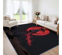 Tapis Salon 60x90cm Samouraï Japonais Animé Lavable en Machine | Tapis à Poils Courts Guerrier Ninja Bushido, Antidérapant, Ultra Doux et Facile d'Entretien pour Chambre et Salle à Manger