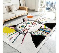 Tapis Salon 80 x 150 cm Esthétique Tendance, Tapis Enfants Croquis de Chat, Lavable en Machine Rug a Motif, D'intérieur AntidéRapant Moquette, pour Descente de Lit et Salle de Réunion