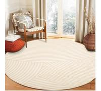 Tapis salon Beige rond Tapis décoration coussin de canapé Moelleux Doux 120x120 cm, lavable