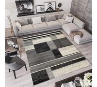Tapis Salon Chambre à coucher Modernes Design Noir Gris Chiné Oekotex 250 x 350 cm