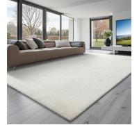 VEVOR Tapis Salon Chambre Poil Long 2,44 x 3,05 m Tapis Moderne de Décoration Intérieur Rectangulaire Antidérapant Peluche Moelleux Doux Épais Non Tissé pour Salon, Chambre à Coucher, Blanc Ivoire