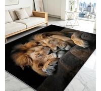 Tapis Salon Interieur 120 x 170 cm D'Entrée Lavable en Machine Antidérapant Animaux Zoo Lion Rochers Petit Carpet Descente de Lit Cuisine Doux Poil Ras Chasse Tapis