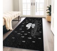 Tapis Salon Lavable Dessin Animé Humour Animal Mignon Éléphant, Doux Antidérapant Tapis de Passage Couloir, Cuisine, Entrée, Adulte Enfant Chambre, Descente de Lit Decoration 60 x 240 cm, Noir