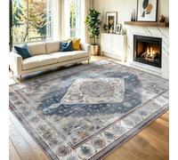 Tapis Salon Lavable en Machine 160 x 230 cm - GéOméTrie Classique Moderne Abstraite Décoratif Antidérapant pour Intérieur, Tapis à Poil Ras Doux pour Salle à Manger Bureau Entrée et Cuisine Bleu