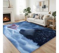 Tapis Salon Lavable en Machine 60 x 90 cm Ours Cochon, Animaux Fantastiques Tapis de Chambre Doux et Antidérapant - Moquette Poils Courts Intérieure pour Salon Chambre d'enfant Bureau